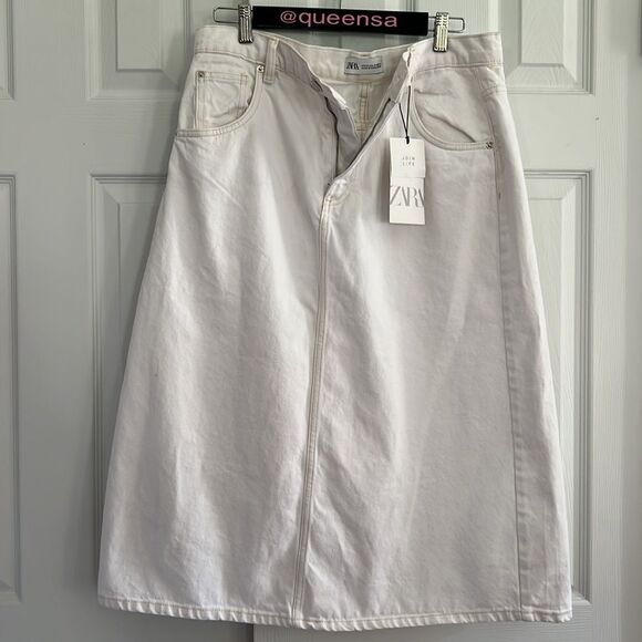 Zara White A-Line Denim Skirt - Picture 5 of 6